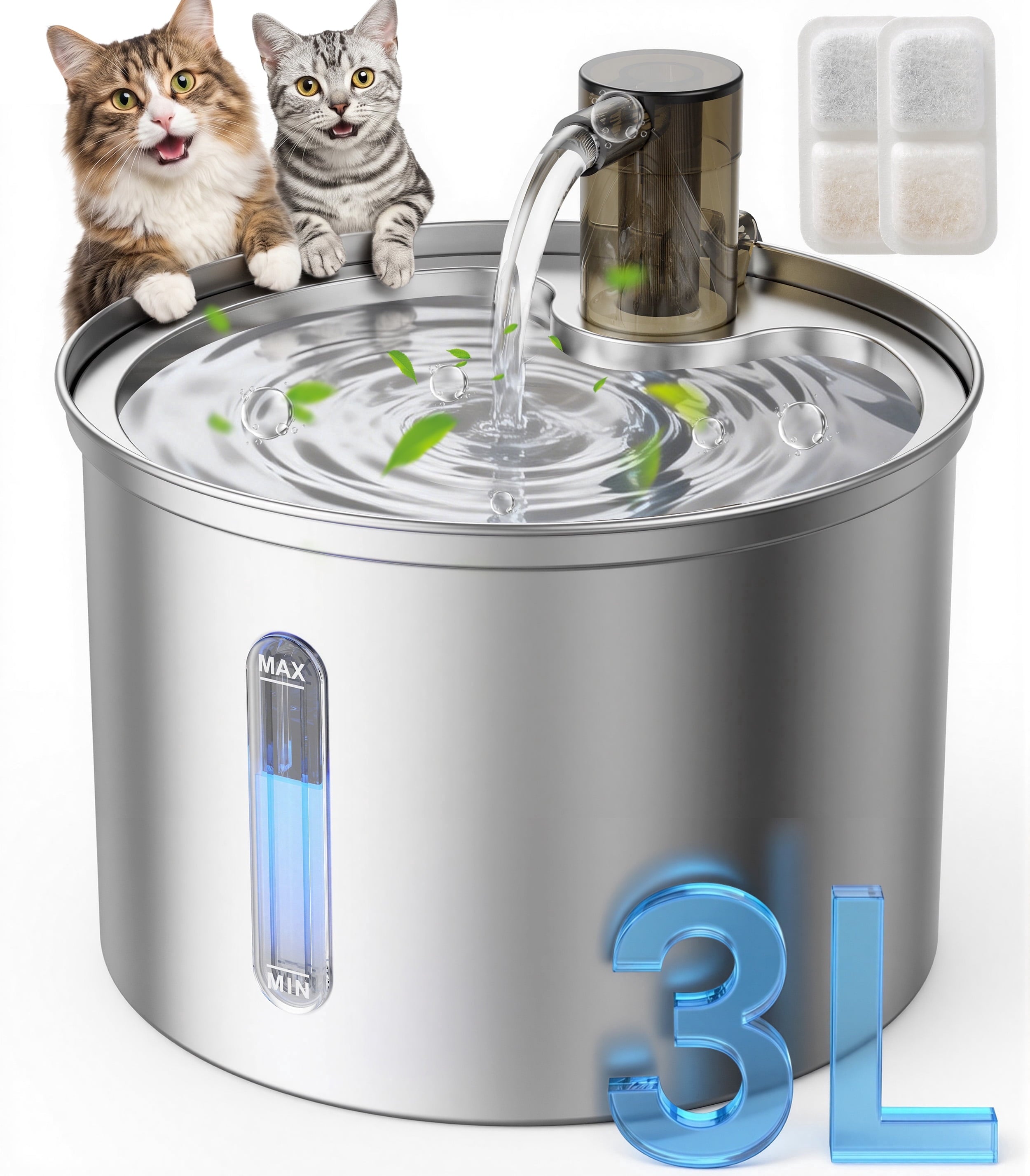 FreshFlow 3L Stainless Steel Pet Water Fountain