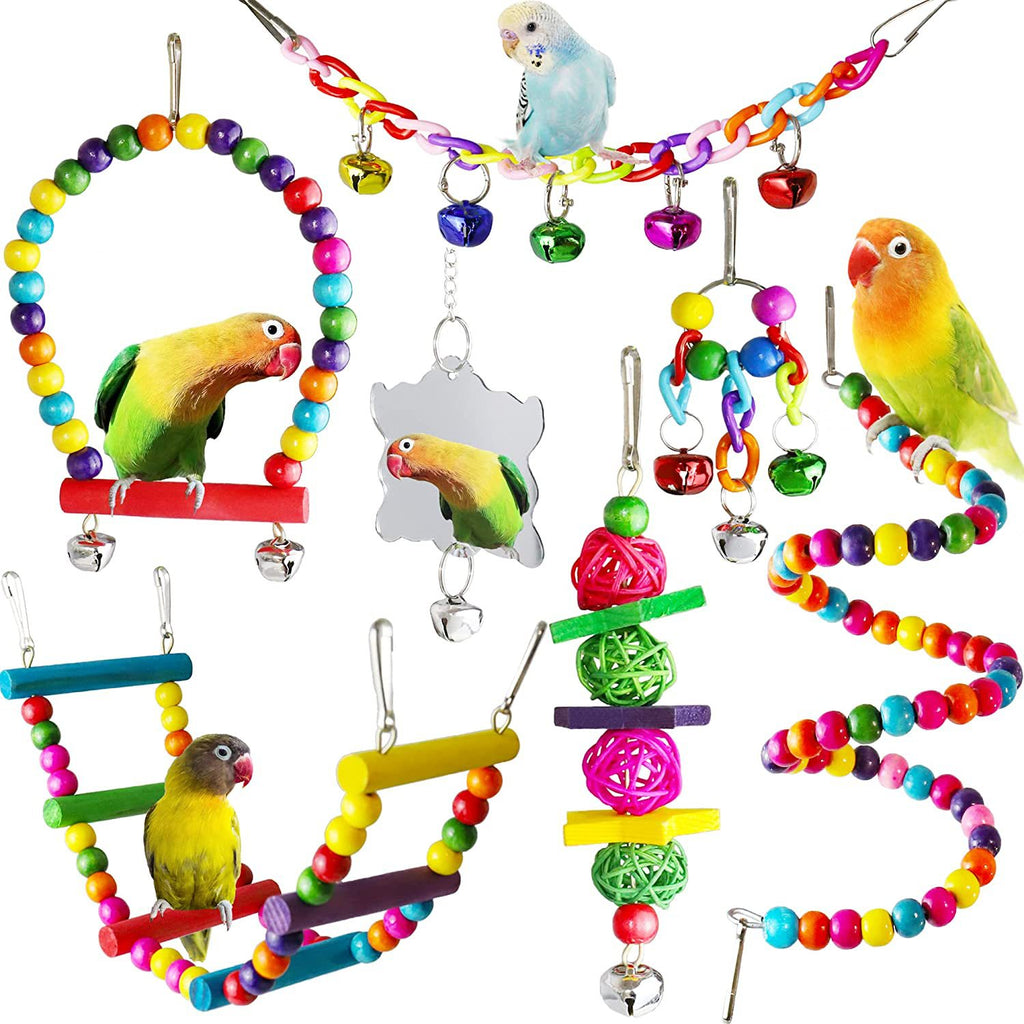 7-Piece Parrot Cage Toy Set