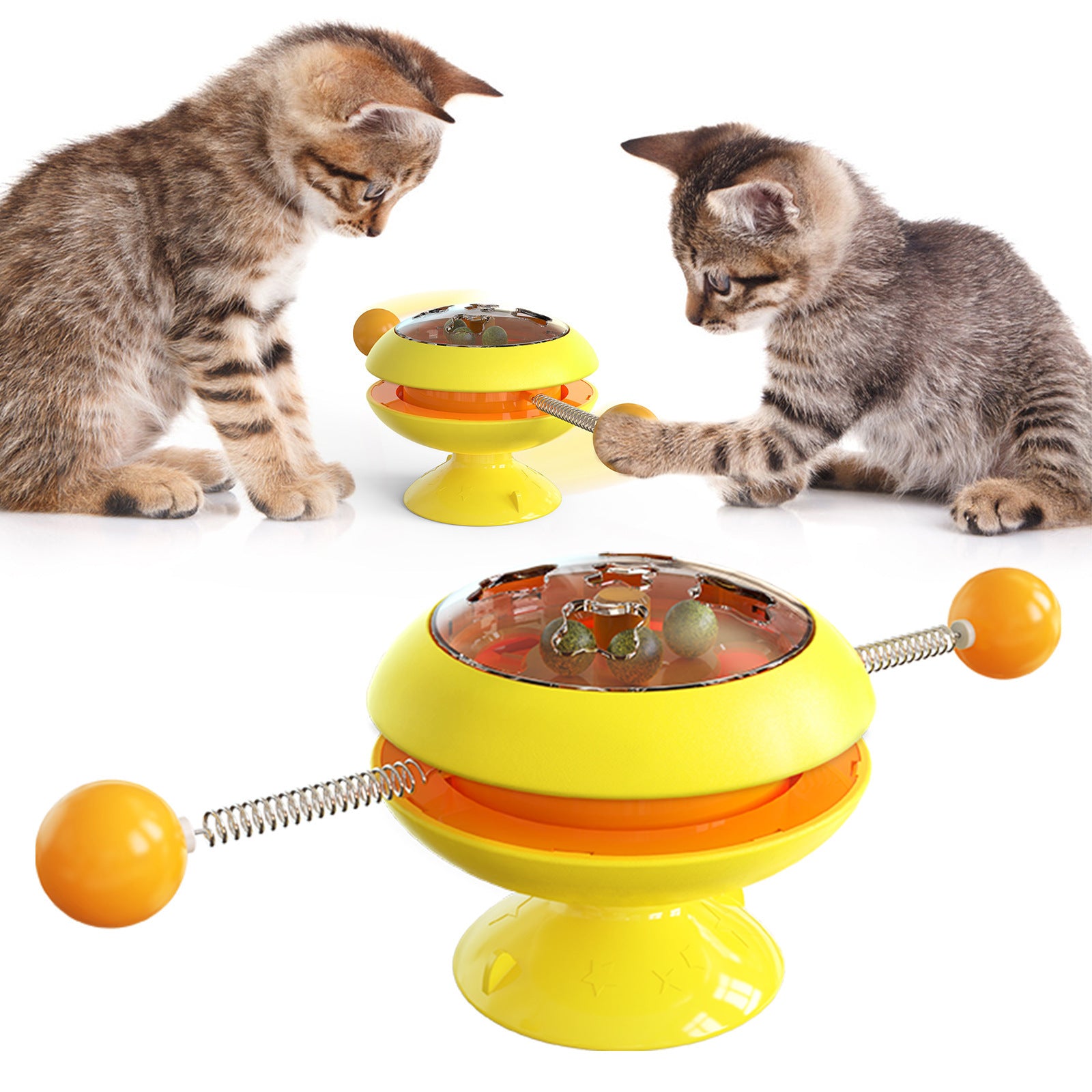 Rotating Catnip Suction-Cup Cat Toy