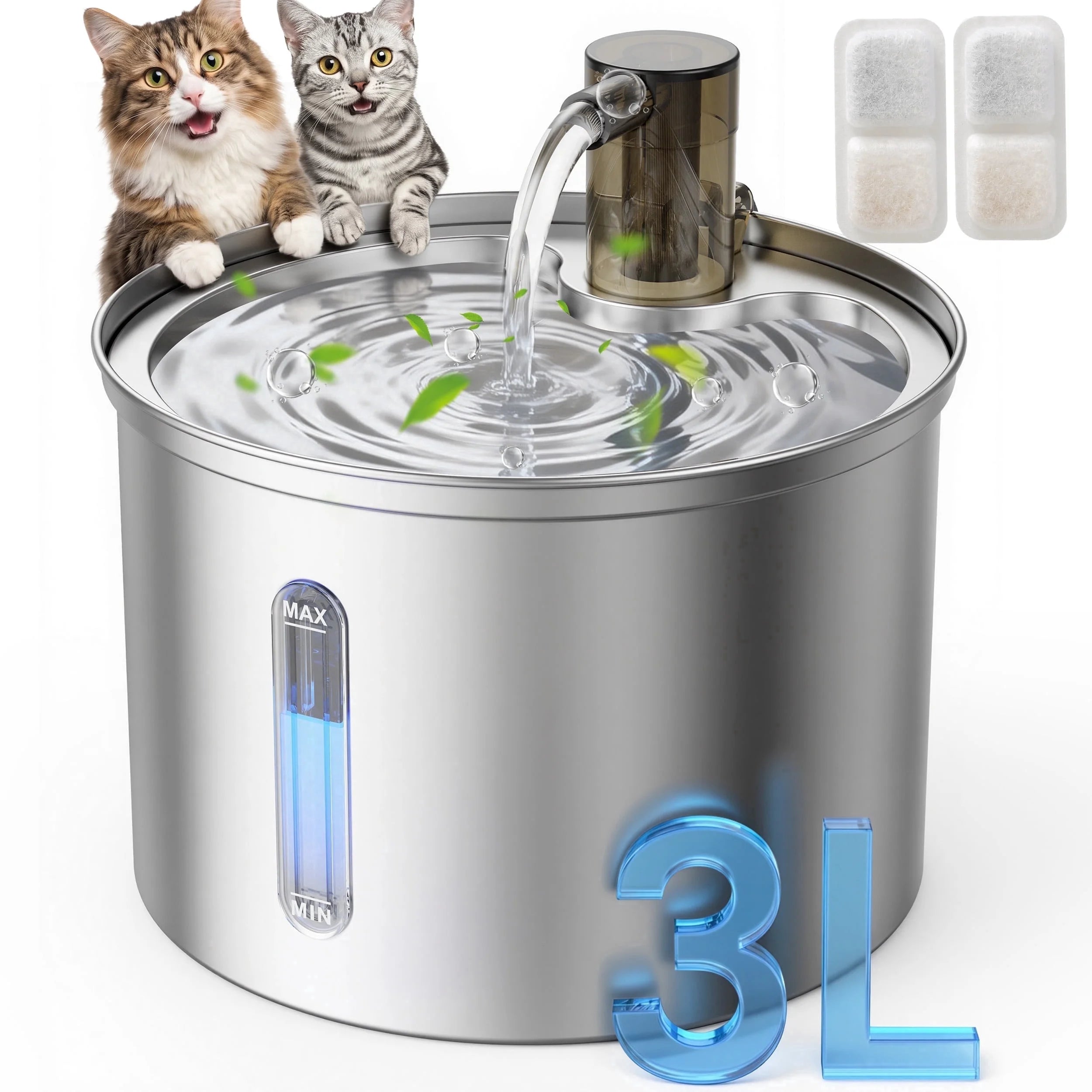 FreshFlow 3L Stainless Steel Pet Water Fountain