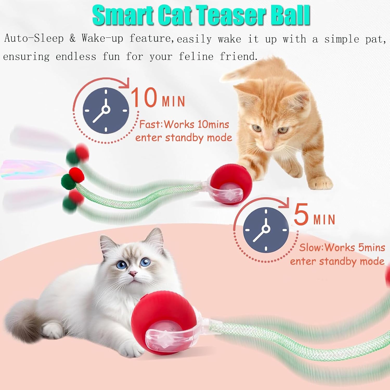 HuntMode 2-Pack Rechargeable Interactive Cat Balls