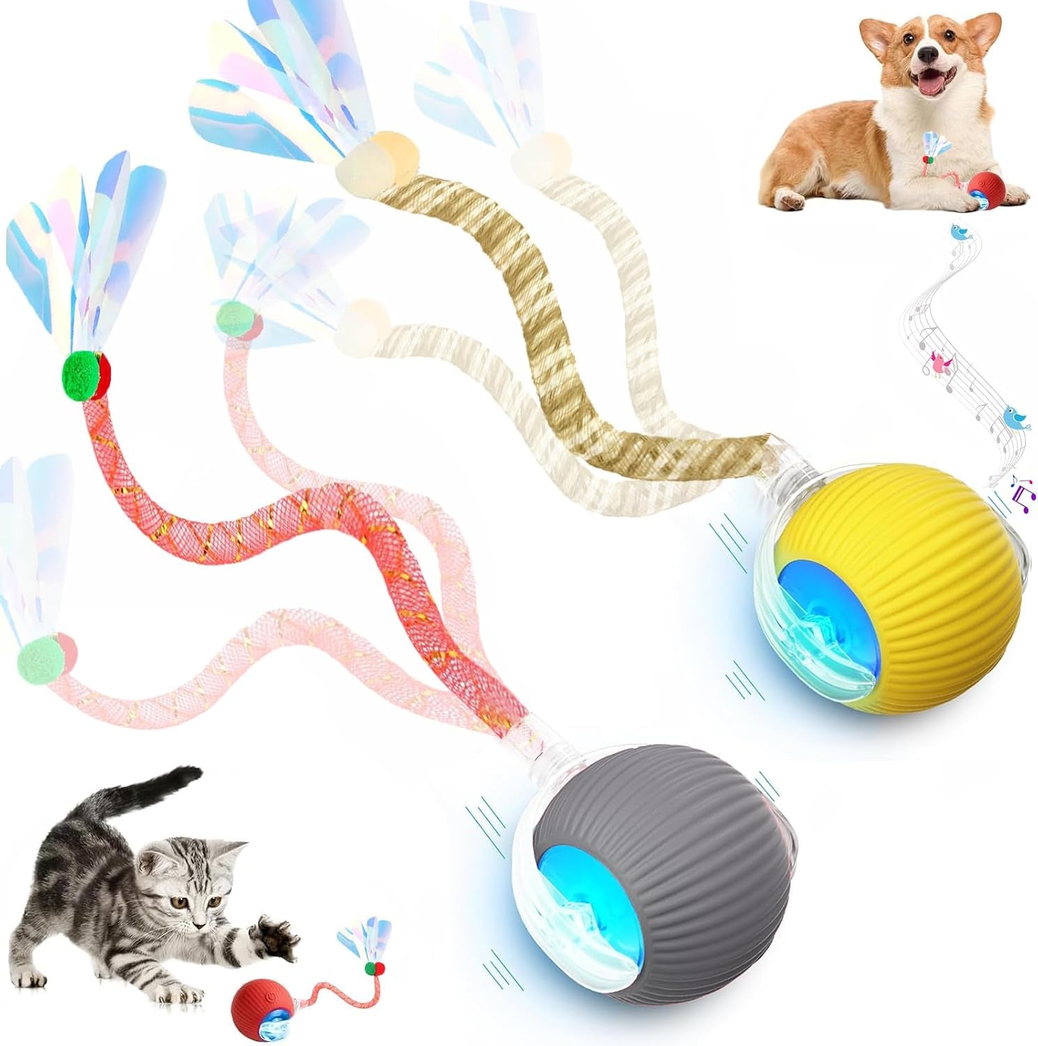 HuntMode 2-Pack Rechargeable Interactive Cat Balls