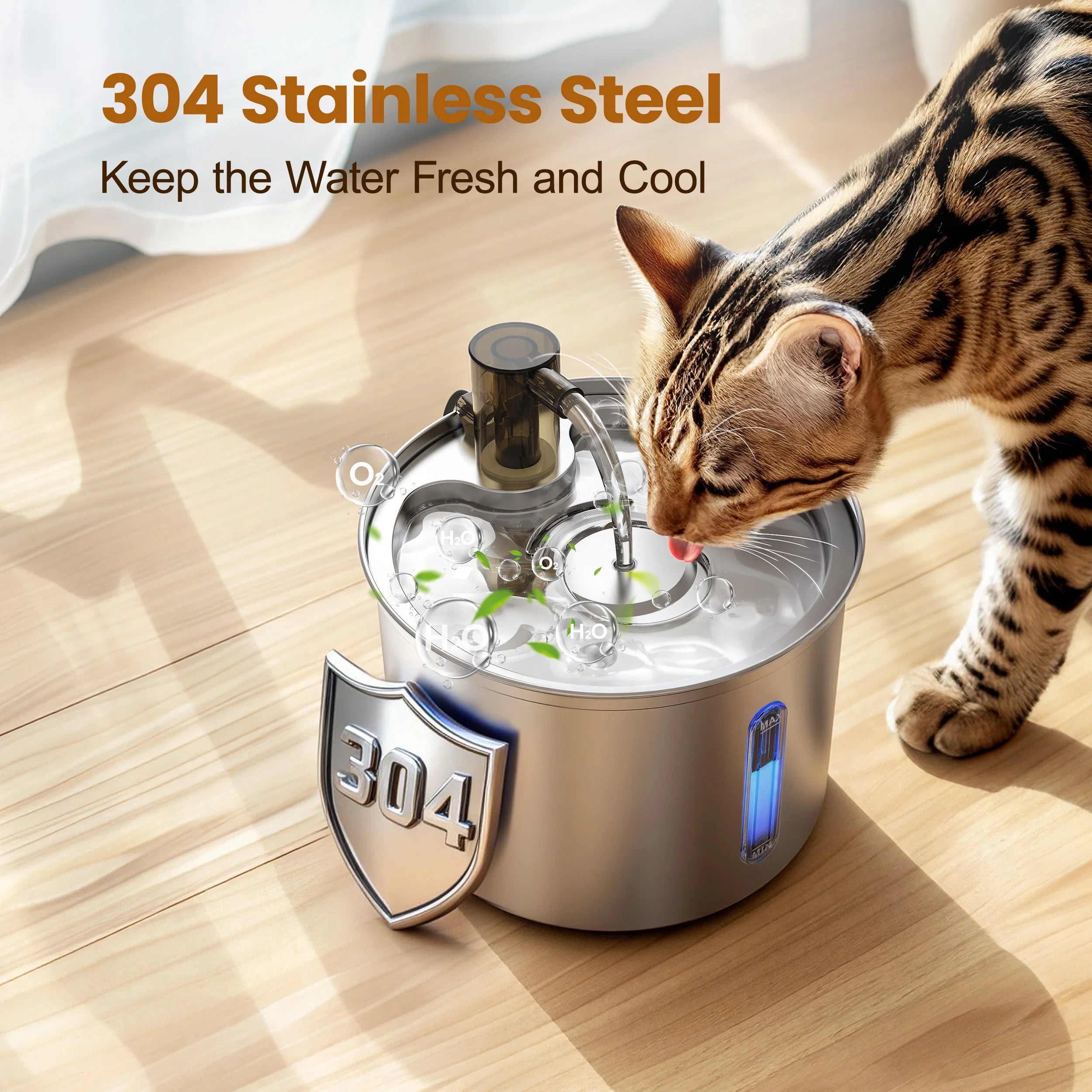 FreshFlow 3L Stainless Steel Pet Water Fountain