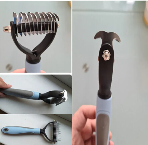 Massage Deshedding Brush in use