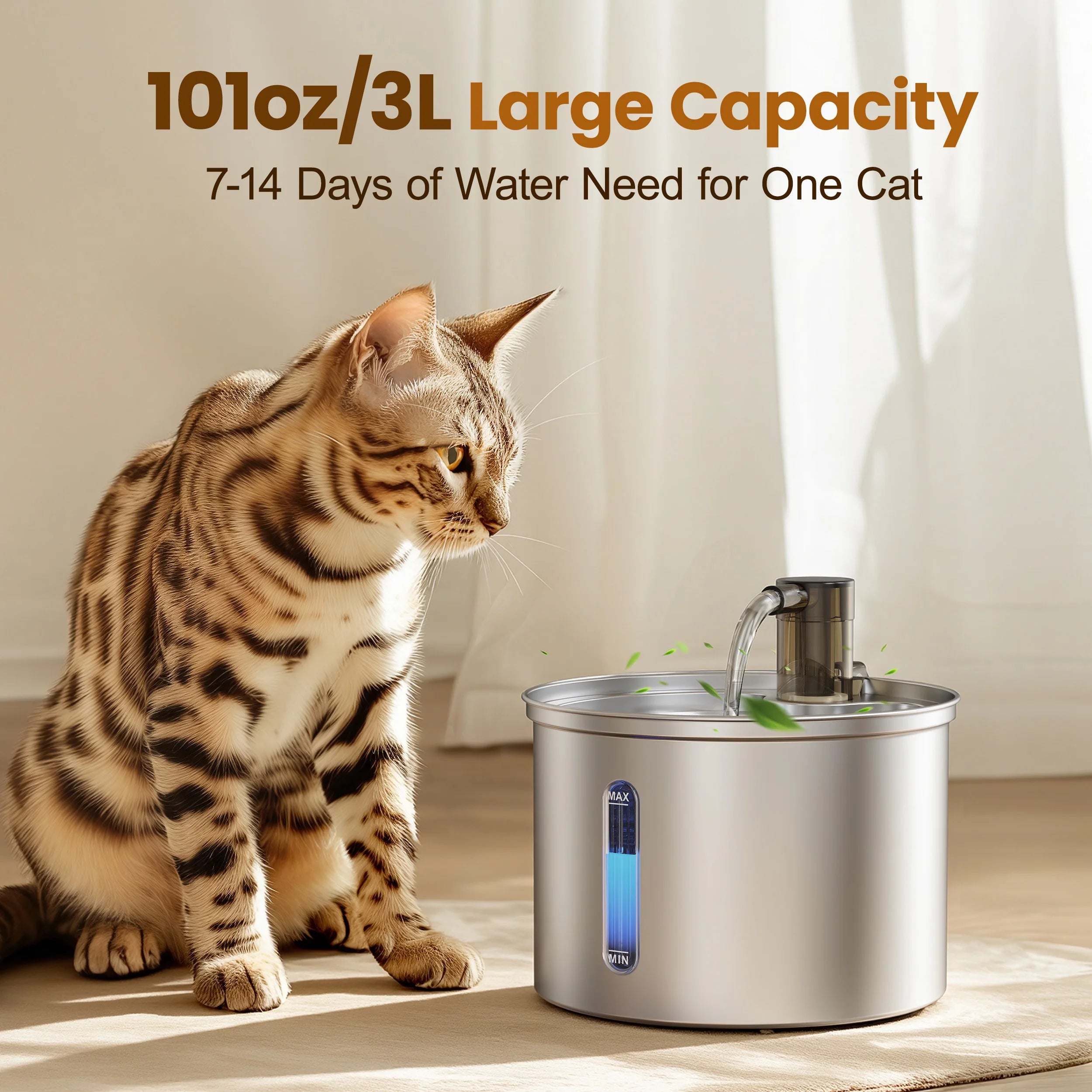 FreshFlow 3L Stainless Steel Pet Water Fountain